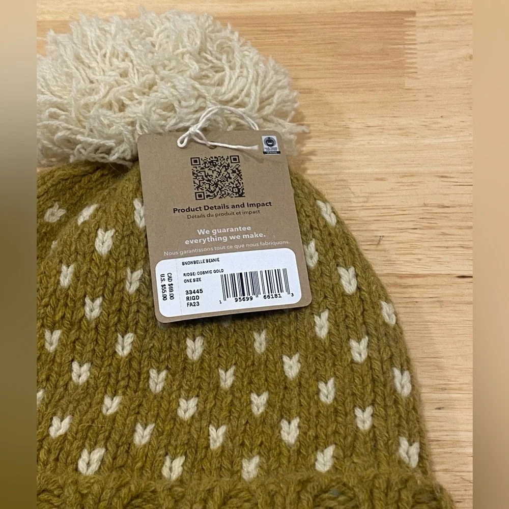Patagonia women’s Snowbelle beanie ridge Cosmic Gold with fleece headband NWT OS - Picture 5 of 8
